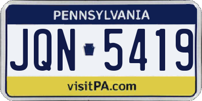 PA license plate JQN5419