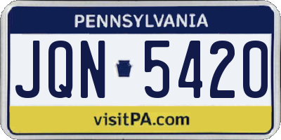 PA license plate JQN5420