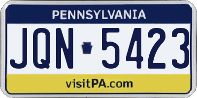PA license plate JQN5423