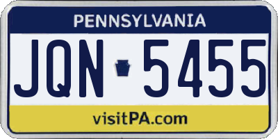PA license plate JQN5455