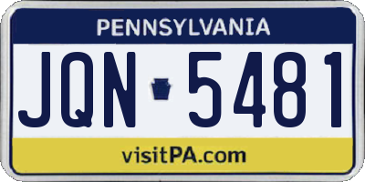 PA license plate JQN5481