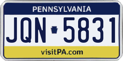 PA license plate JQN5831