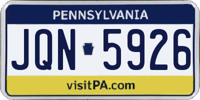 PA license plate JQN5926