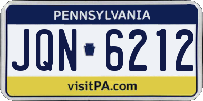 PA license plate JQN6212