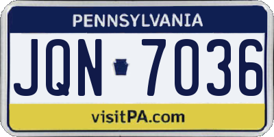 PA license plate JQN7036