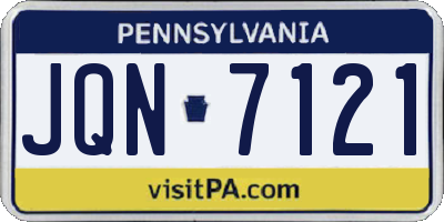 PA license plate JQN7121