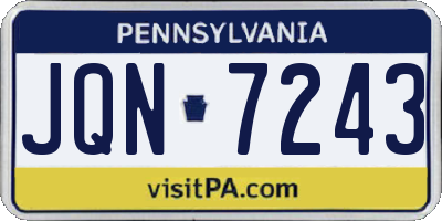PA license plate JQN7243
