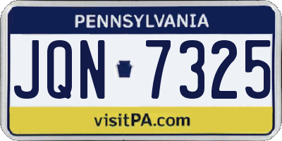PA license plate JQN7325