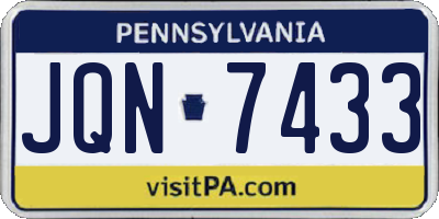 PA license plate JQN7433