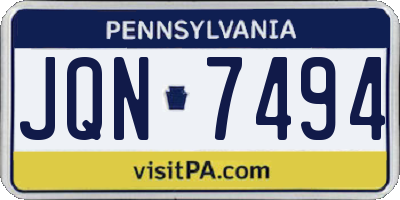 PA license plate JQN7494