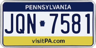 PA license plate JQN7581