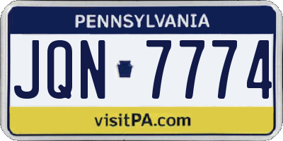 PA license plate JQN7774
