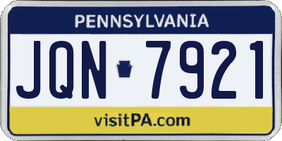 PA license plate JQN7921