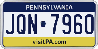 PA license plate JQN7960