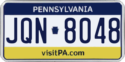 PA license plate JQN8048