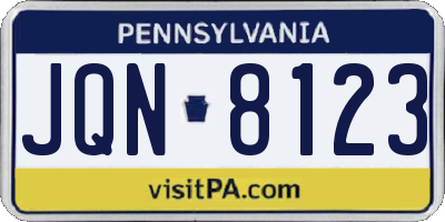 PA license plate JQN8123