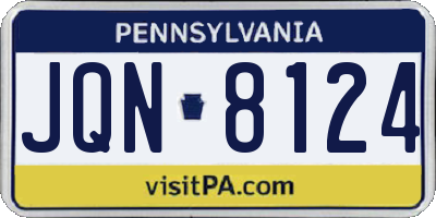 PA license plate JQN8124