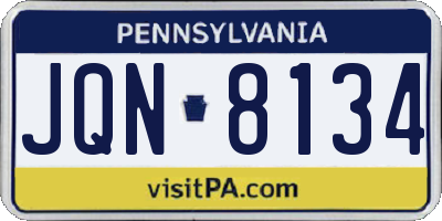 PA license plate JQN8134