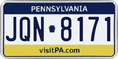 PA license plate JQN8171