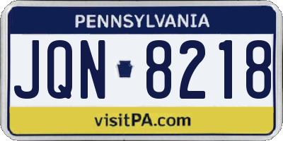 PA license plate JQN8218