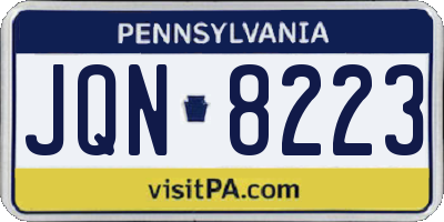 PA license plate JQN8223