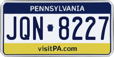 PA license plate JQN8227