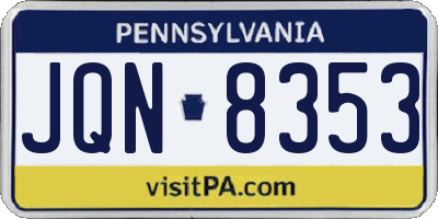PA license plate JQN8353