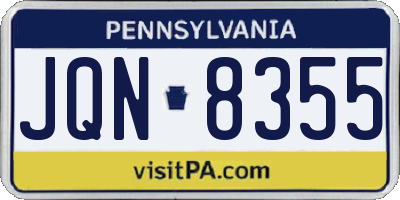 PA license plate JQN8355