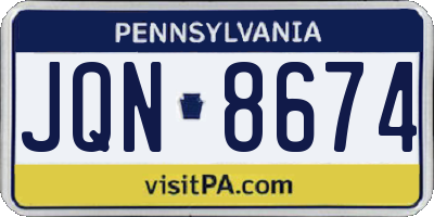 PA license plate JQN8674