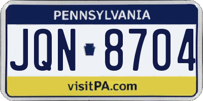 PA license plate JQN8704