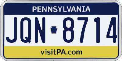 PA license plate JQN8714