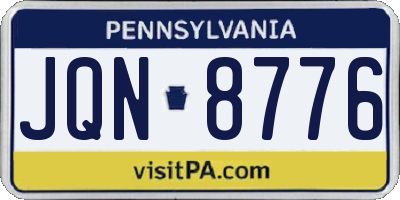 PA license plate JQN8776