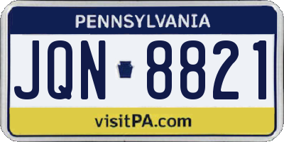 PA license plate JQN8821