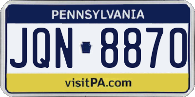 PA license plate JQN8870
