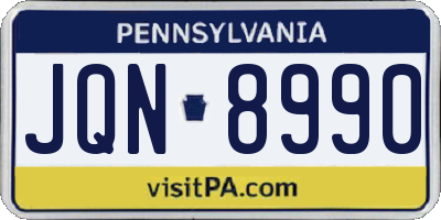 PA license plate JQN8990