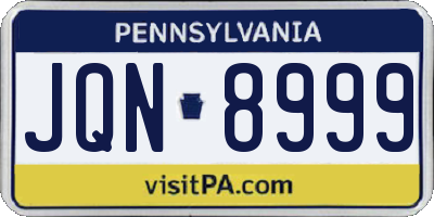 PA license plate JQN8999
