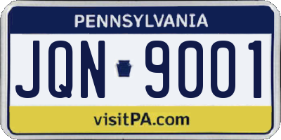PA license plate JQN9001