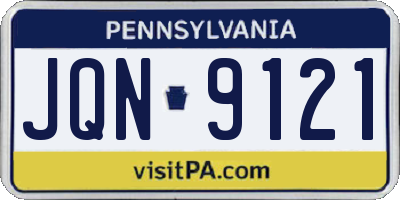 PA license plate JQN9121