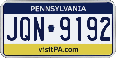 PA license plate JQN9192