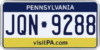 PA license plate JQN9288