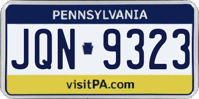 PA license plate JQN9323