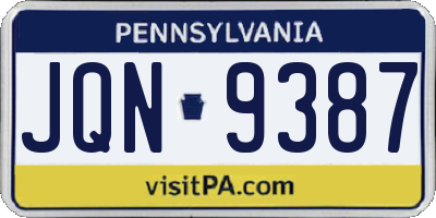 PA license plate JQN9387