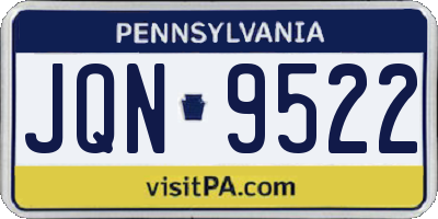 PA license plate JQN9522