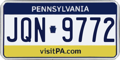 PA license plate JQN9772