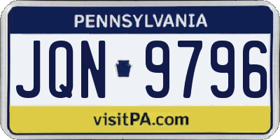 PA license plate JQN9796
