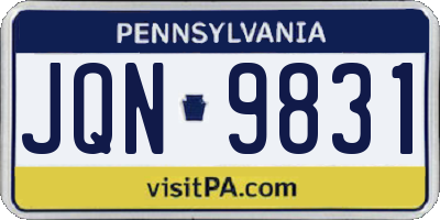 PA license plate JQN9831