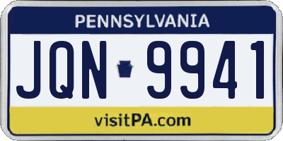 PA license plate JQN9941