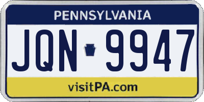 PA license plate JQN9947