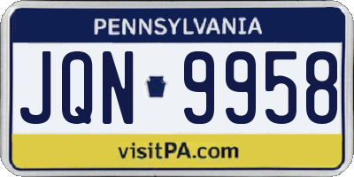 PA license plate JQN9958