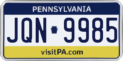 PA license plate JQN9985